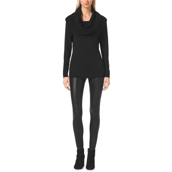 Michael Kors Black Sparkle Knit Cowl Neck Pullover - Picture 1 of 12